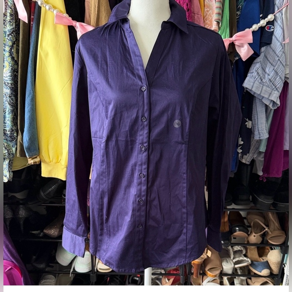 Lane Bryant NWT Women's Purple Button-Up Shirt size 16 - Picture 2 of 7